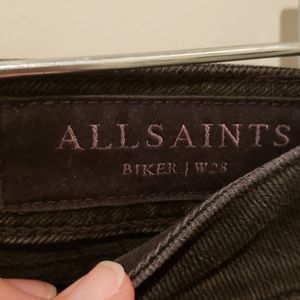 All Saints Biker denim 28 washed  black